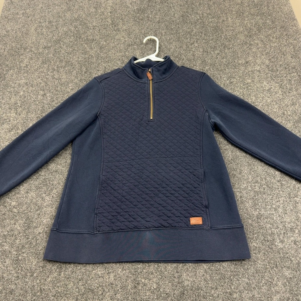 L.L. Bean Pullover Women M Navy Blue Quilted Quarter Zip Outdoor Casual Gorpcore
